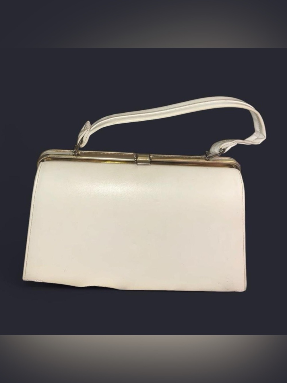 Classic White Leather Top-Handle Bag